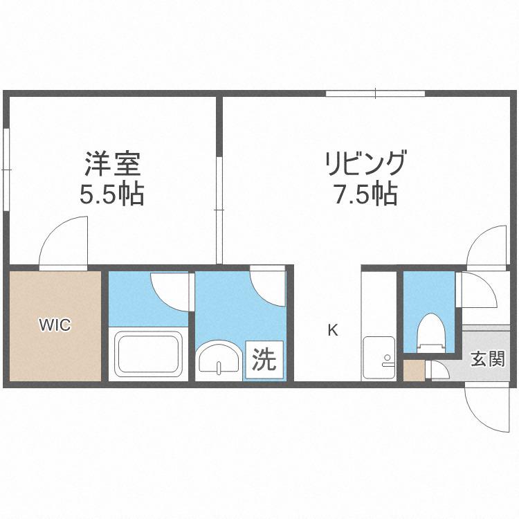 ステージノア東札幌(1LDK/4階)の間取り写真