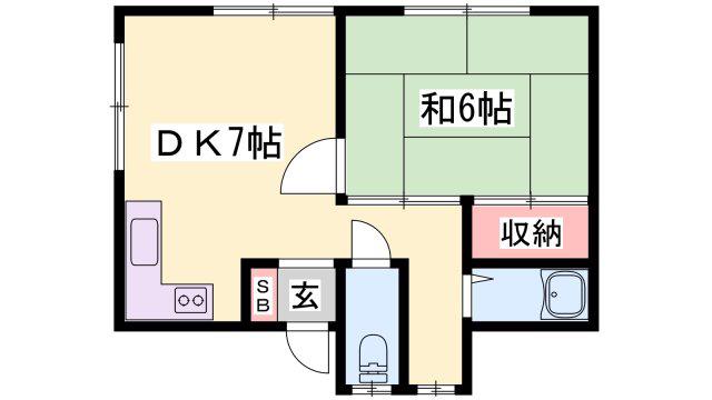 新在家ハウス(1DK/2階)の間取り写真