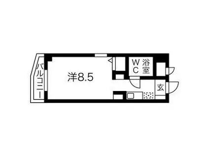 猪名寺パークマンションII(ワンルーム/7階)の間取り写真