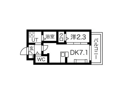 ALMO CASA三国ケ丘(ワンルーム/1階)の間取り写真