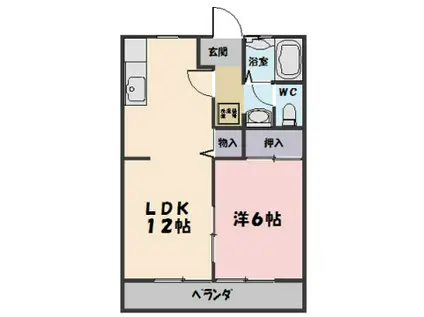 サンライフ宝塚(1LDK/2階)の間取り写真