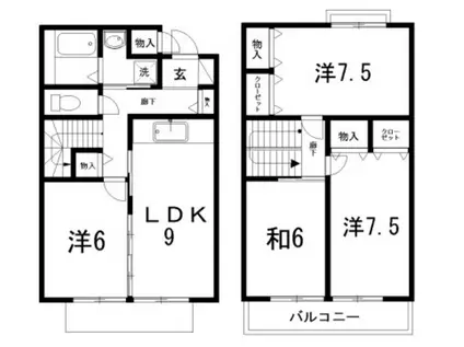 セゾン・メルヴェーユ 秋(4LDK/1階)の間取り写真