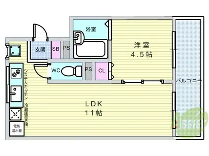 ハイツ曽根パ-トⅠ(1LDK/2階)の間取り写真