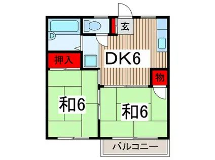 タウニー所沢I(2DK/2階)の間取り写真