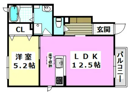 アトリエール摂津(1LDK/1階)の間取り写真