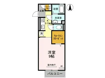 D-ROOM東高松II(1K/2階)の間取り写真
