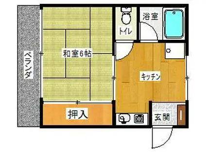 グリーンハイツ(1K/3階)の間取り写真