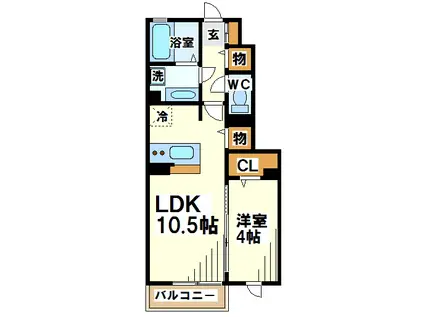 カピリナガーデン(1LDK/1階)の間取り写真