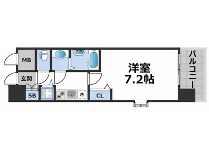 クラウンハイム北心斎橋フラワーコート(1K/10階)の間取り写真