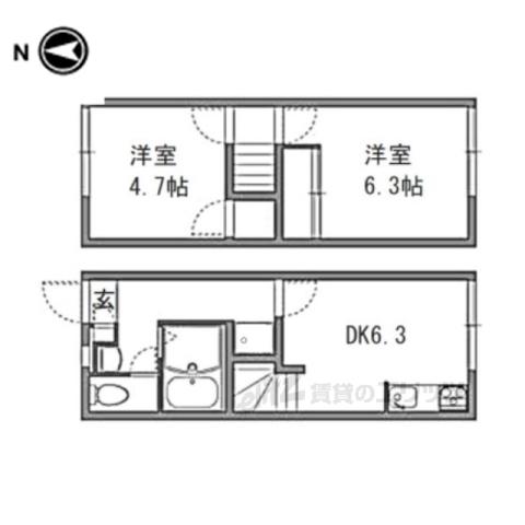 レオパレス寿(2DK/1階)の間取り写真