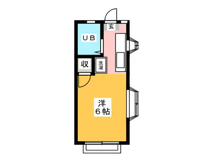 シルクハイム イワサキB棟(ワンルーム/1階)の間取り写真
