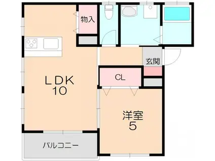 ラフォーレ三和(1LDK/2階)の間取り写真