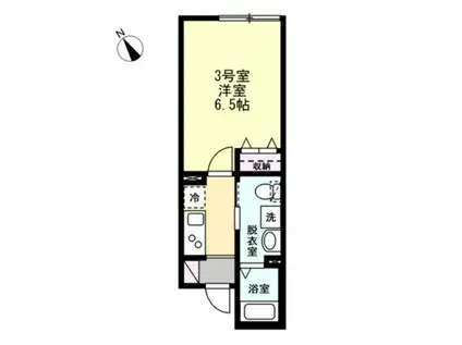 ベイルーム鶴見花月園(1K/1階)の間取り写真