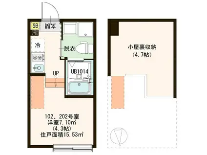 アステラ(ワンルーム/1階)の間取り写真