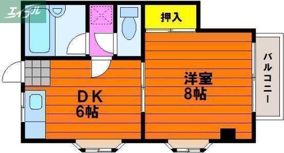グリンベルI(1DK/3階)の間取り写真