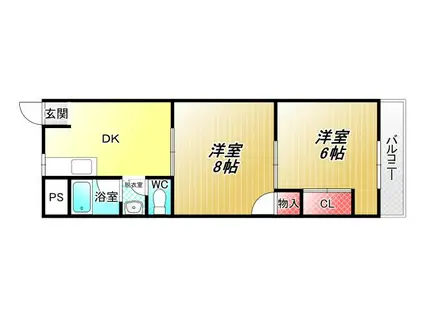 日の出コーポ(2DK/2階)の間取り写真