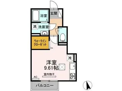 ウイットPSI(ワンルーム/1階)の間取り写真