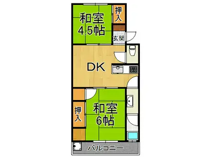 マンション西宮(2DK/1階)の間取り写真
