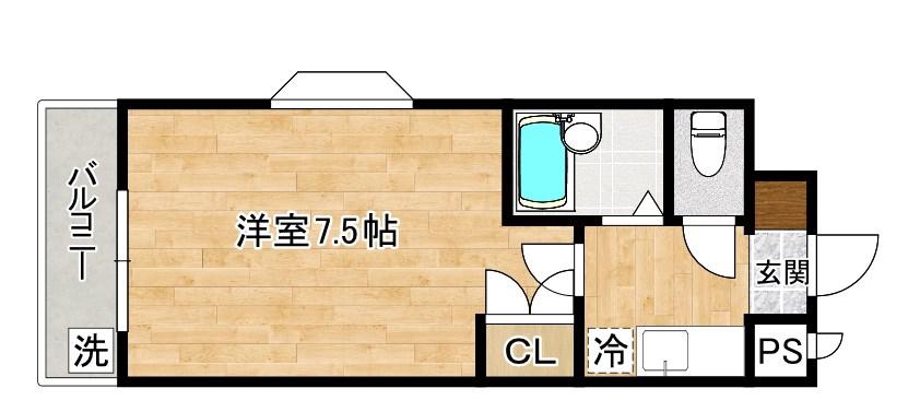 リファレンス北方I(1K/4階)の間取り写真