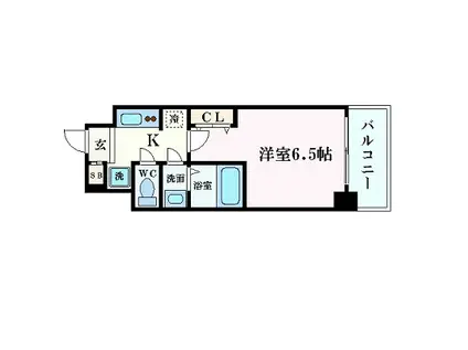 ジュネーゼグラン淀屋橋(1K/11階)の間取り写真