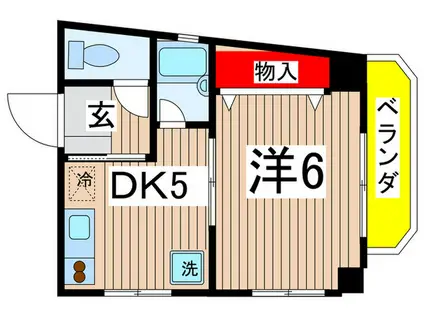 エクセランス台町(1DK/2階)の間取り写真