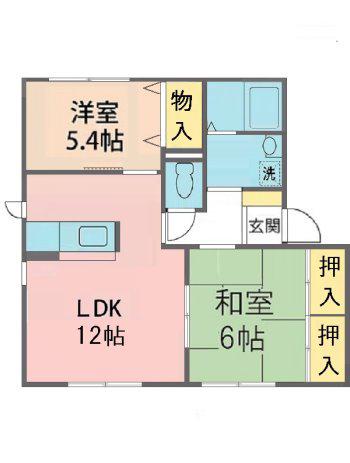 高木一番館F棟(2LDK/2階)の間取り写真