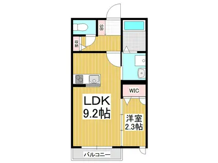 ウィズハイム北松本(1LDK/2階)の間取り写真
