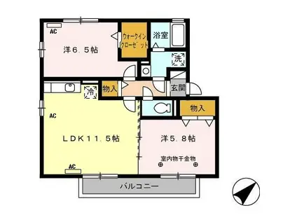 オエステ バージェ A(2LDK/2階)の間取り写真