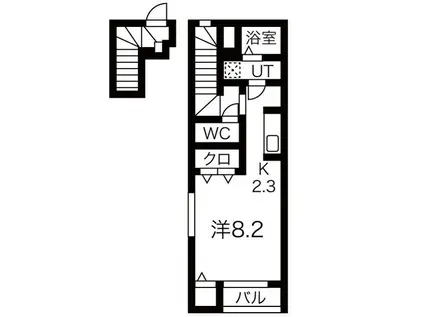 GRIT 浪江(1K/2階)の間取り写真