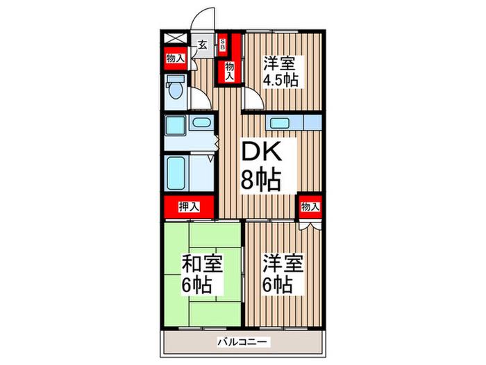 レスポワール祇園(3DK/2階)の間取り写真