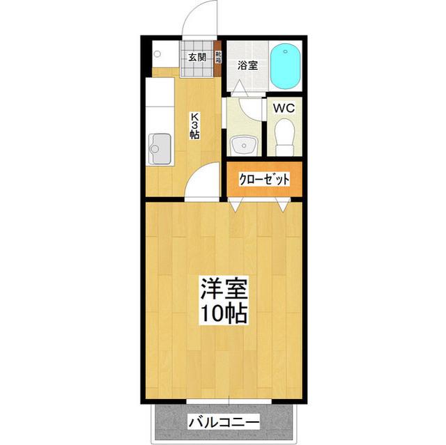 オークビレッジB棟(1K/1階)の間取り写真