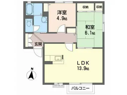 パーク荒井B(2LDK/2階)の間取り写真