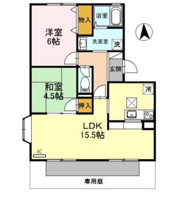 ビー・ハイブ(2LDK/1階)の間取り写真