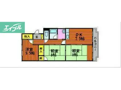 21ハイツ新保(3DK/2階)の間取り写真