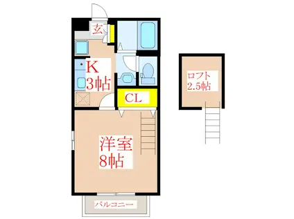 セジュール・稲成田(1K/2階)の間取り写真
