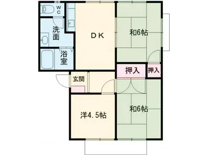 ハイツ二番館A棟(3DK/2階)の間取り写真