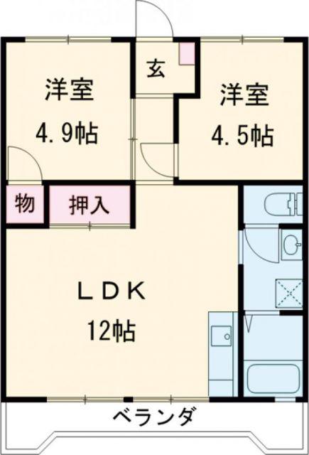 シティハイツ(2LDK/4階)の間取り写真