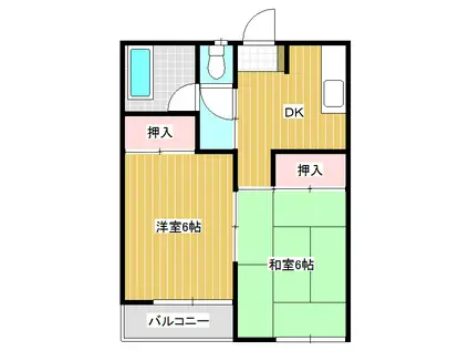 ハイツおかべ(2DK/1階)の間取り写真