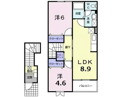 サンモールS(2LDK/2階)の間取り写真