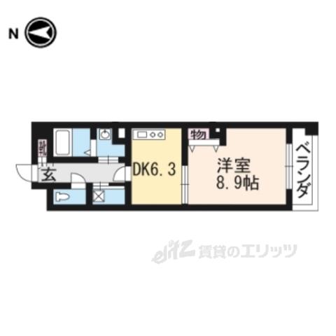 VAIL京都御苑(1DK/5階)の間取り写真