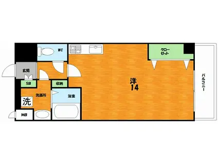 ラ・ビータローサ松栄(ワンルーム/2階)の間取り写真