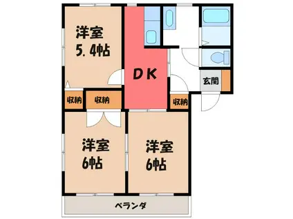 ラフィーネA(3DK/2階)の間取り写真