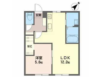 フロールB(1LDK/1階)の間取り写真