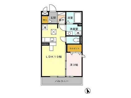 トレビナフェリーチェ(1LDK/1階)の間取り写真