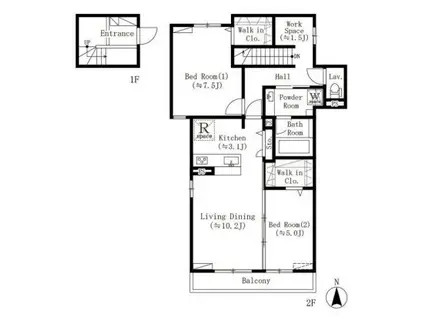パークベアー四谷三丁目(3LDK/1階)の間取り写真