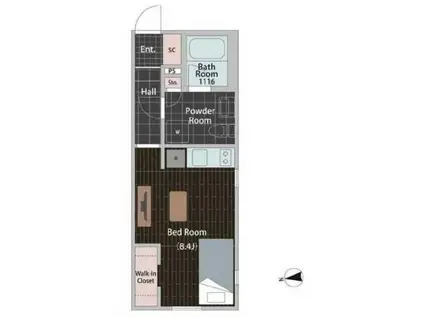 ホープ中野(ワンルーム/4階)の間取り写真