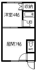 フォーレスト7(1DK/2階)の間取り写真