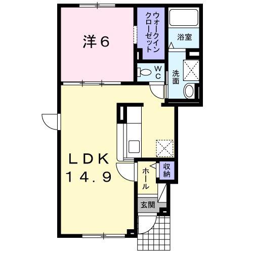 ヴィラKIII(1LDK/1階)の間取り写真