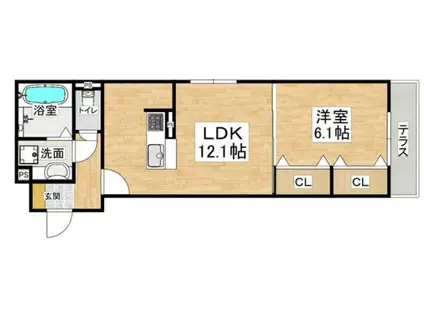 エムライズ材木町(1LDK/3階)の間取り写真
