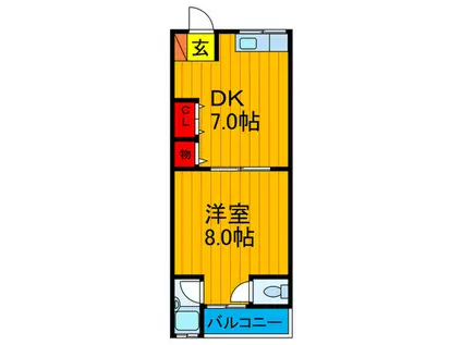 グリーンパーク山崎(1DK/2階)の間取り写真